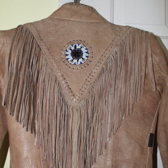 Hot Leathers fringe motorcycle bone and bided women's jacket Size XS long sleeve - Picture 10 of 13